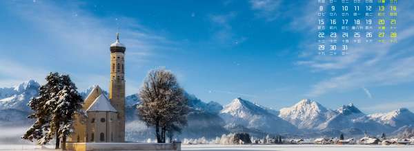 阿尔卑斯雪景2024年1月日历风景桌面壁纸